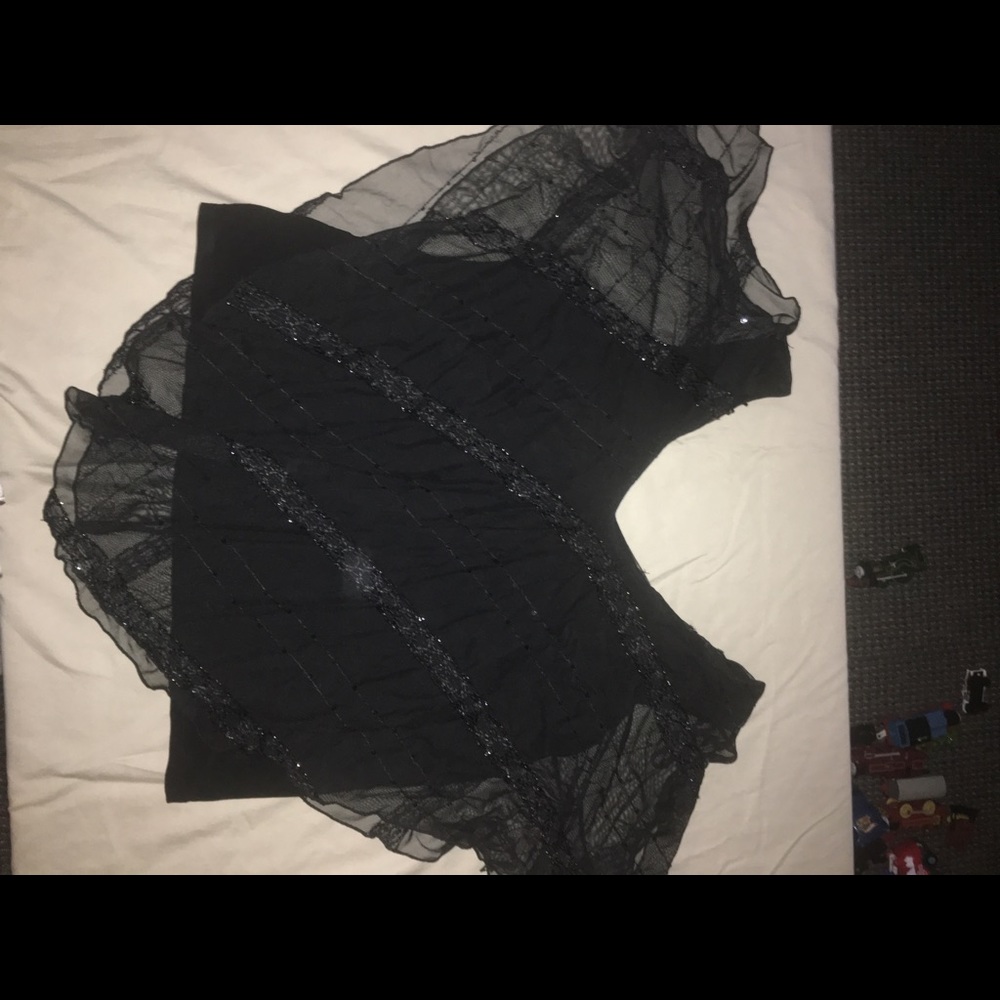 Black tank with sheer sequins overlay sz 14/16